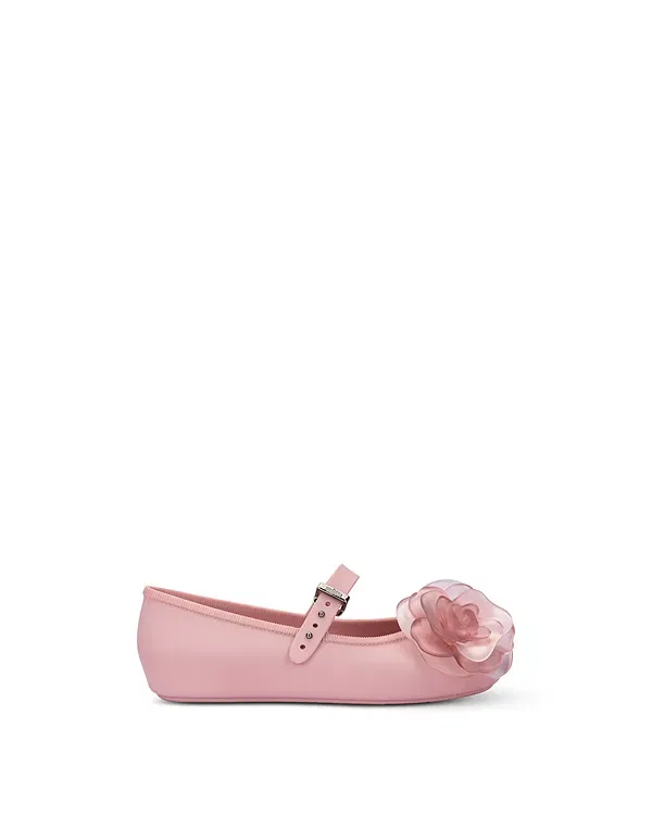 Детские балетки для девочек с цветами Mini Melissa, розовый — фото 4