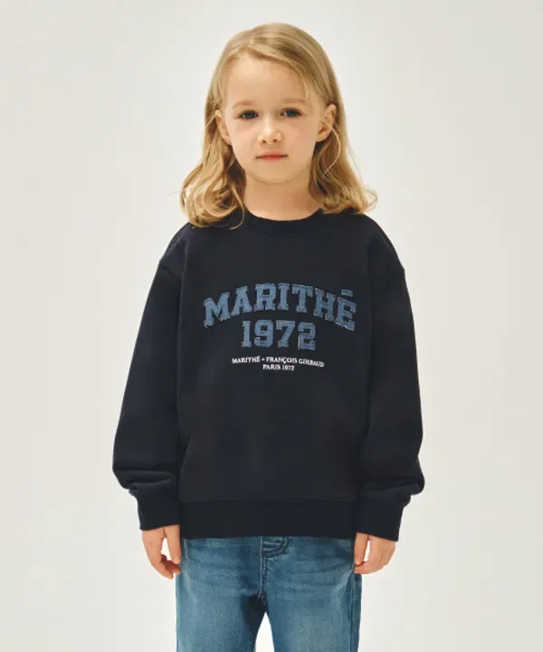 Свитшот с аппликацией джинсовой, Kids, Marithé, navy