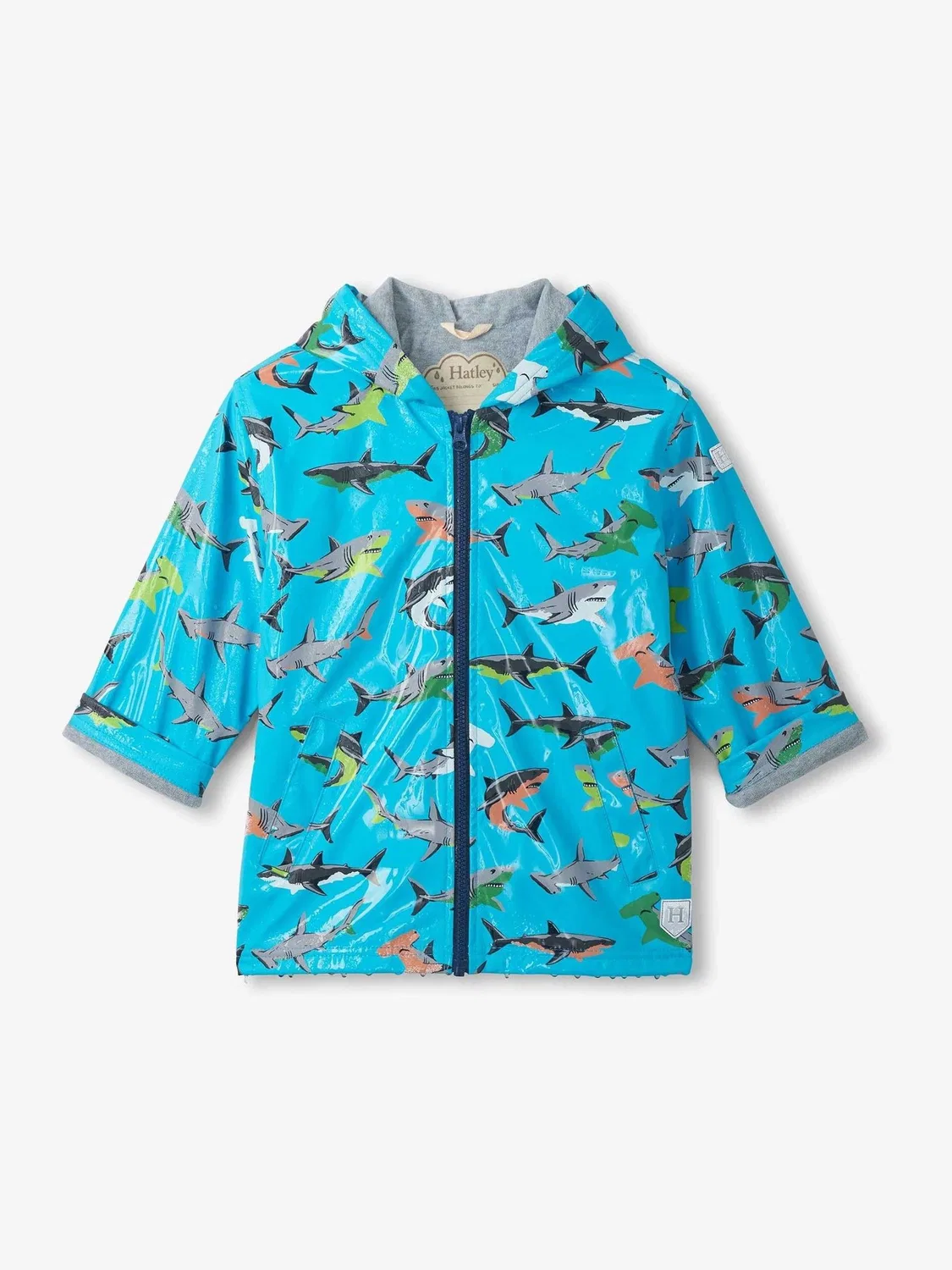 Дождевик с эффектом смены цвета Blue Shark Party Hatley, синий — фото 2