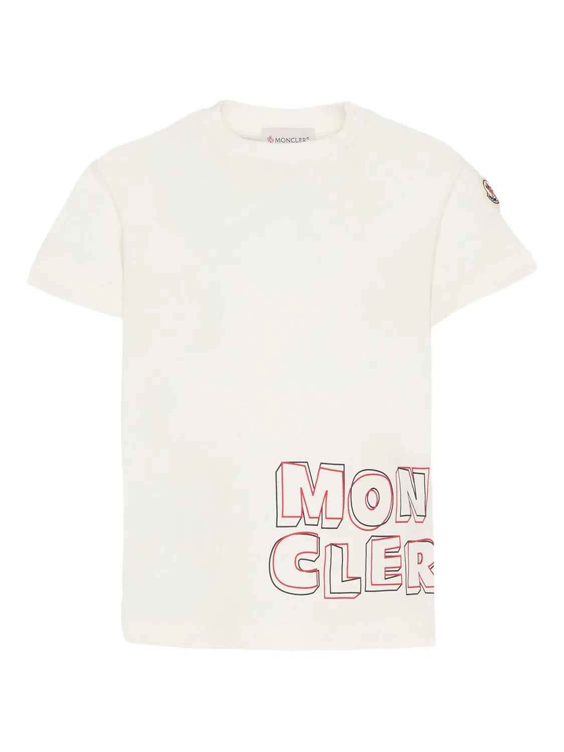 Футболка с Коротким Рукавом и Принтом Логотипа Moncler, слоновая кость