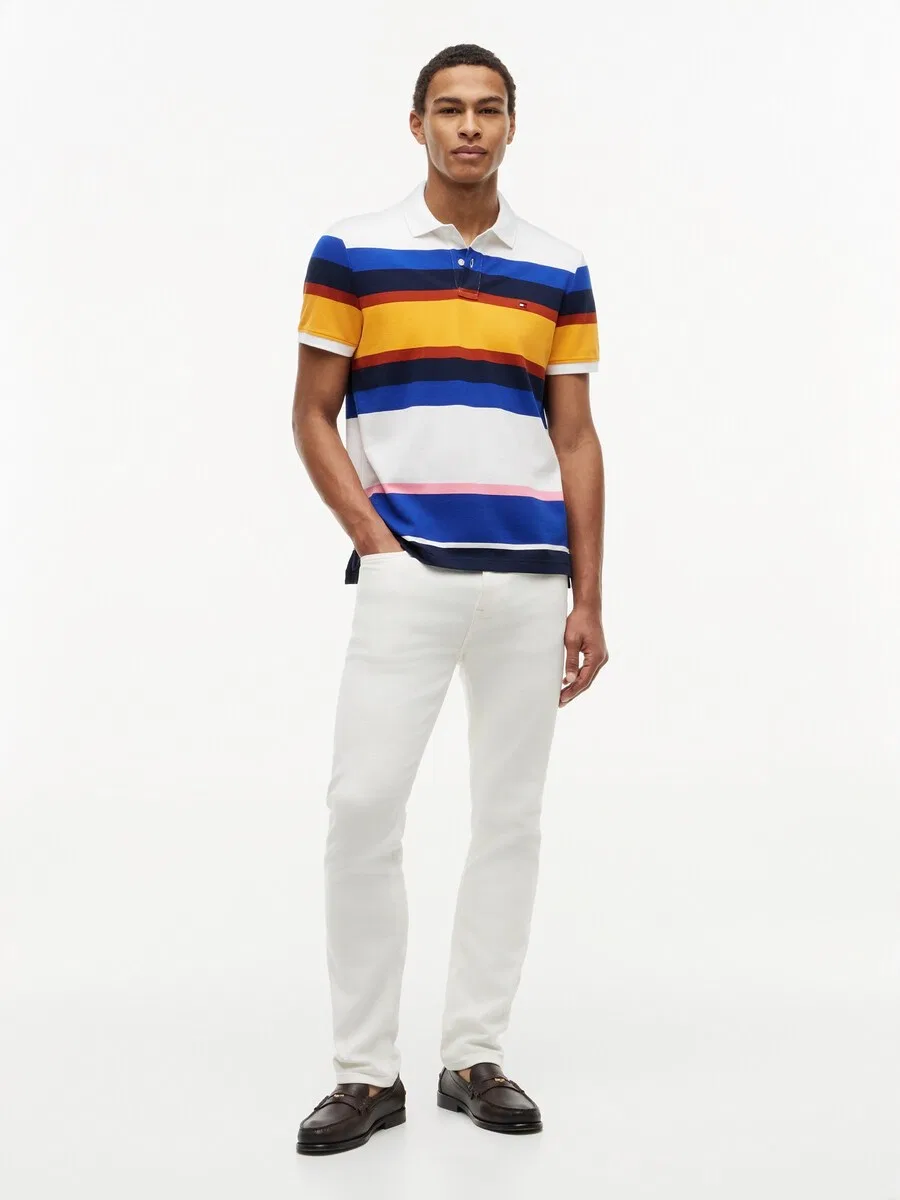 Рубашка TOMMY HILFIGER 'Regular Fit Stripe' сини темно-синего цвета — фото 4