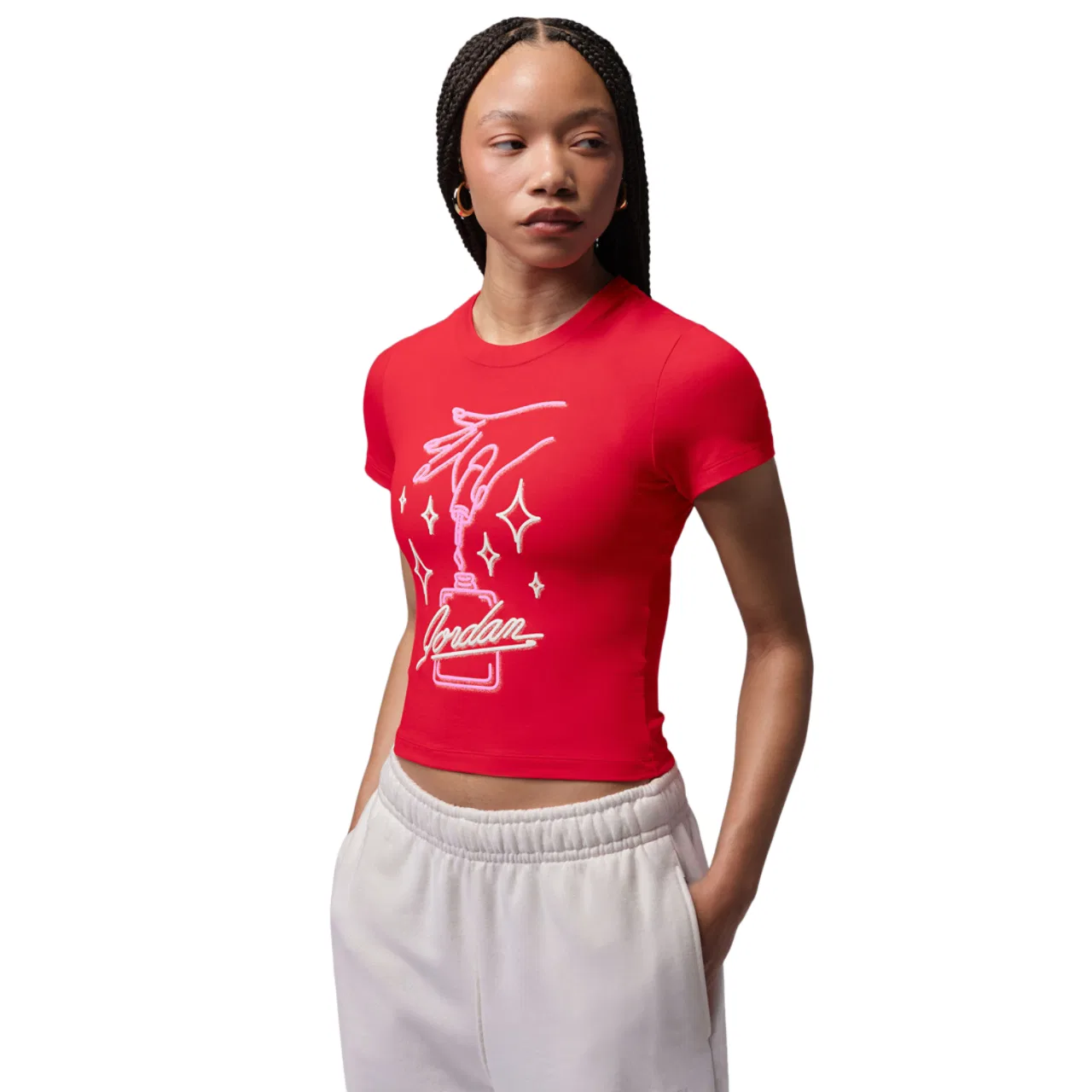 Женская футболка с графическим принтом TMID GFX Nail Jordan, University Red/White