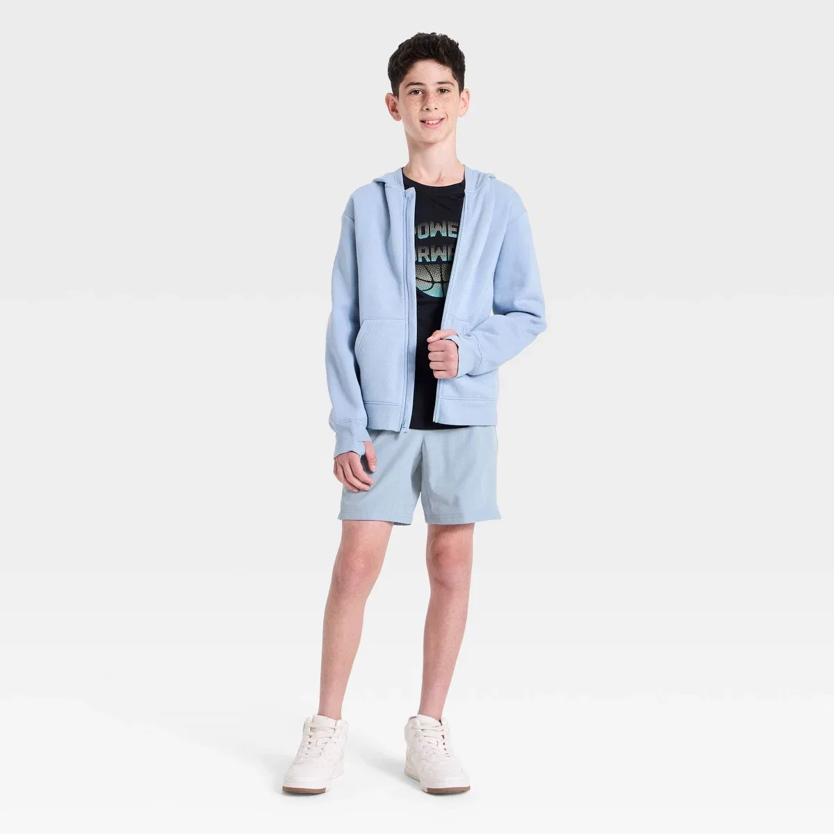Детские шорты для мальчиков с влагоотводящей тканью All In Motion KIDS PERFORMANCE, Light Blue — фото 3