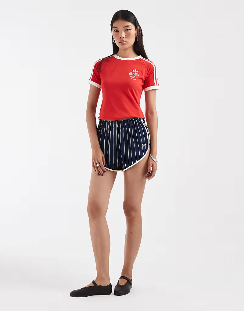 Шорты Adidas Originals Firebird в полоску, темно-синий и теплого ванильного — фото 3