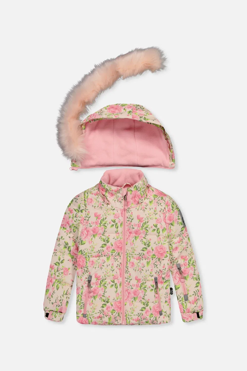 Детский зимний комплект из двух предметов с утеплителем Pink Mini Flower Print Deux par Deux, Pink Mini Flower Print — фото 2