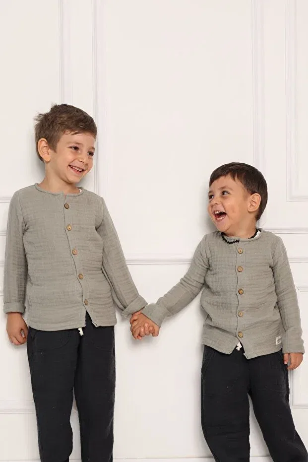 Детская рубашка для мальчиков хлопковая Cuckoo Cotton, Gray