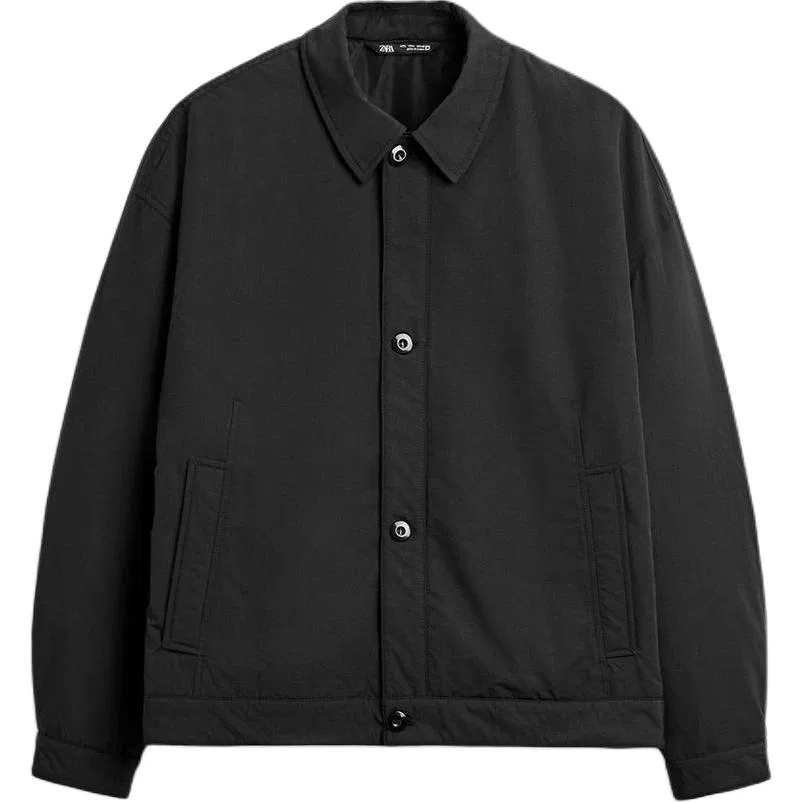 Мужское пальто с лацканами, ZARA, Black