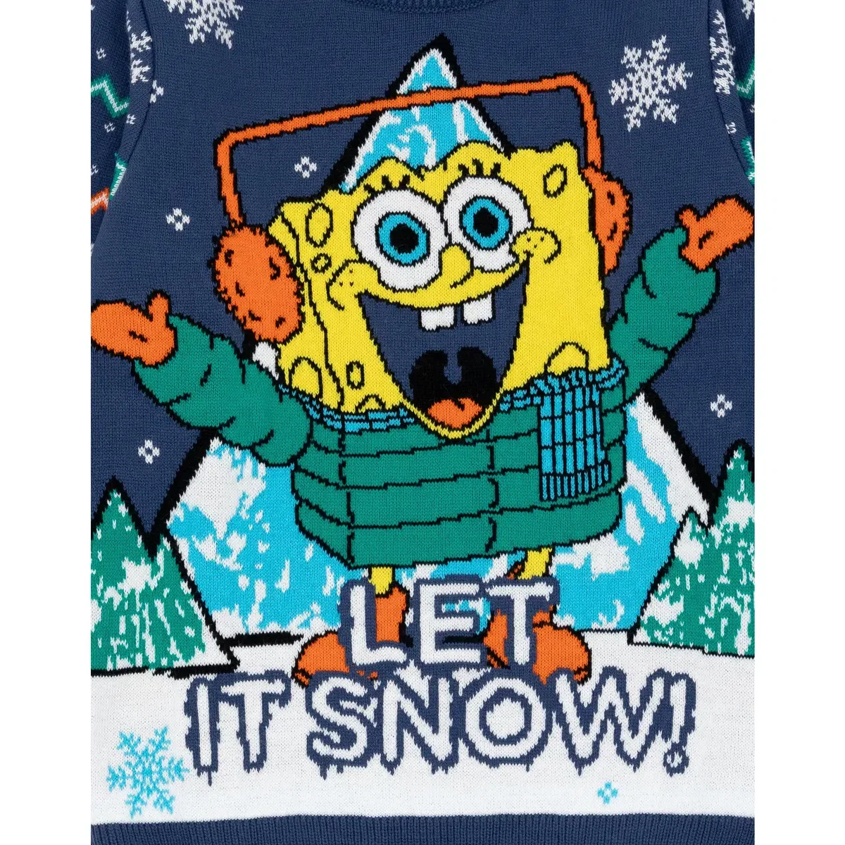 Детский свитшот с принтом Let it snow Spongebob Squarepants, Blue — фото 2