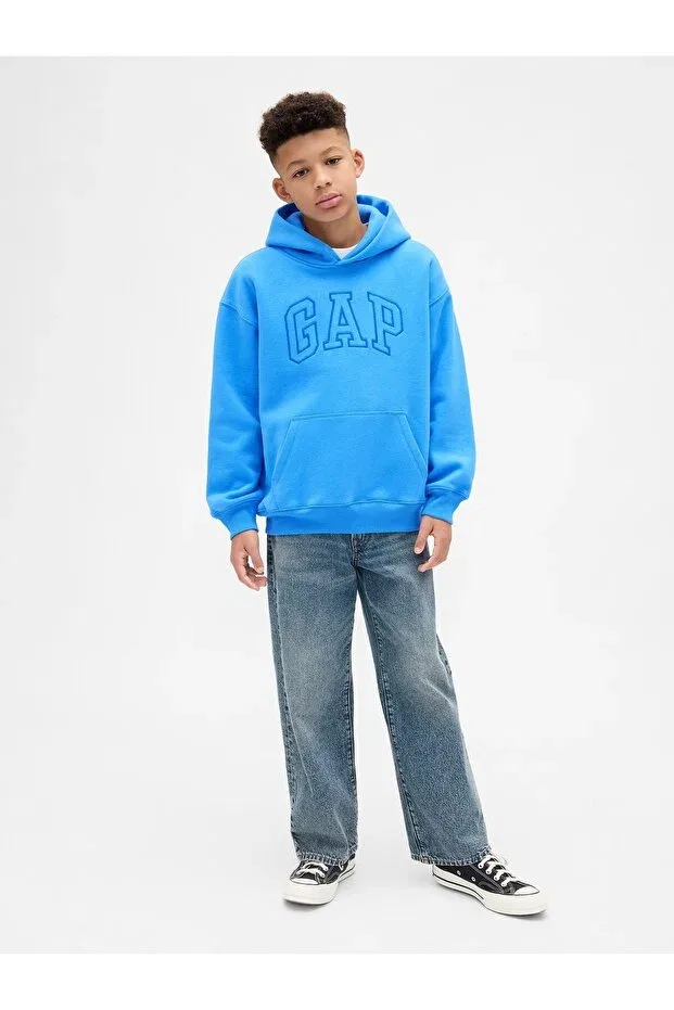 Детские свитшот для мальчиков с принтом VintageSoft Relaxed Logo Gap, Light Blue-001 — фото 3