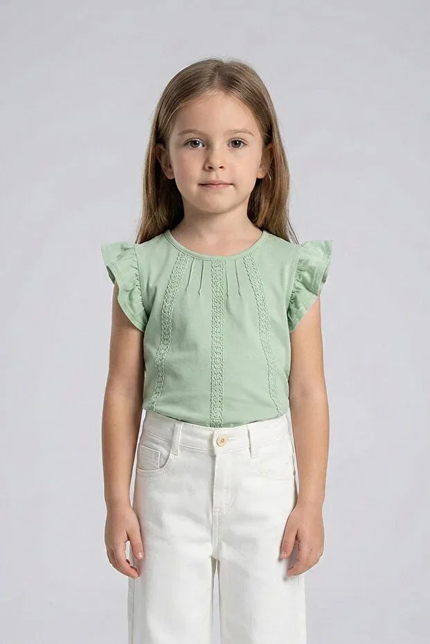 Детская футболка для девочек кружевная с коротким рукавом Mutlu Kids, Call — фото 2