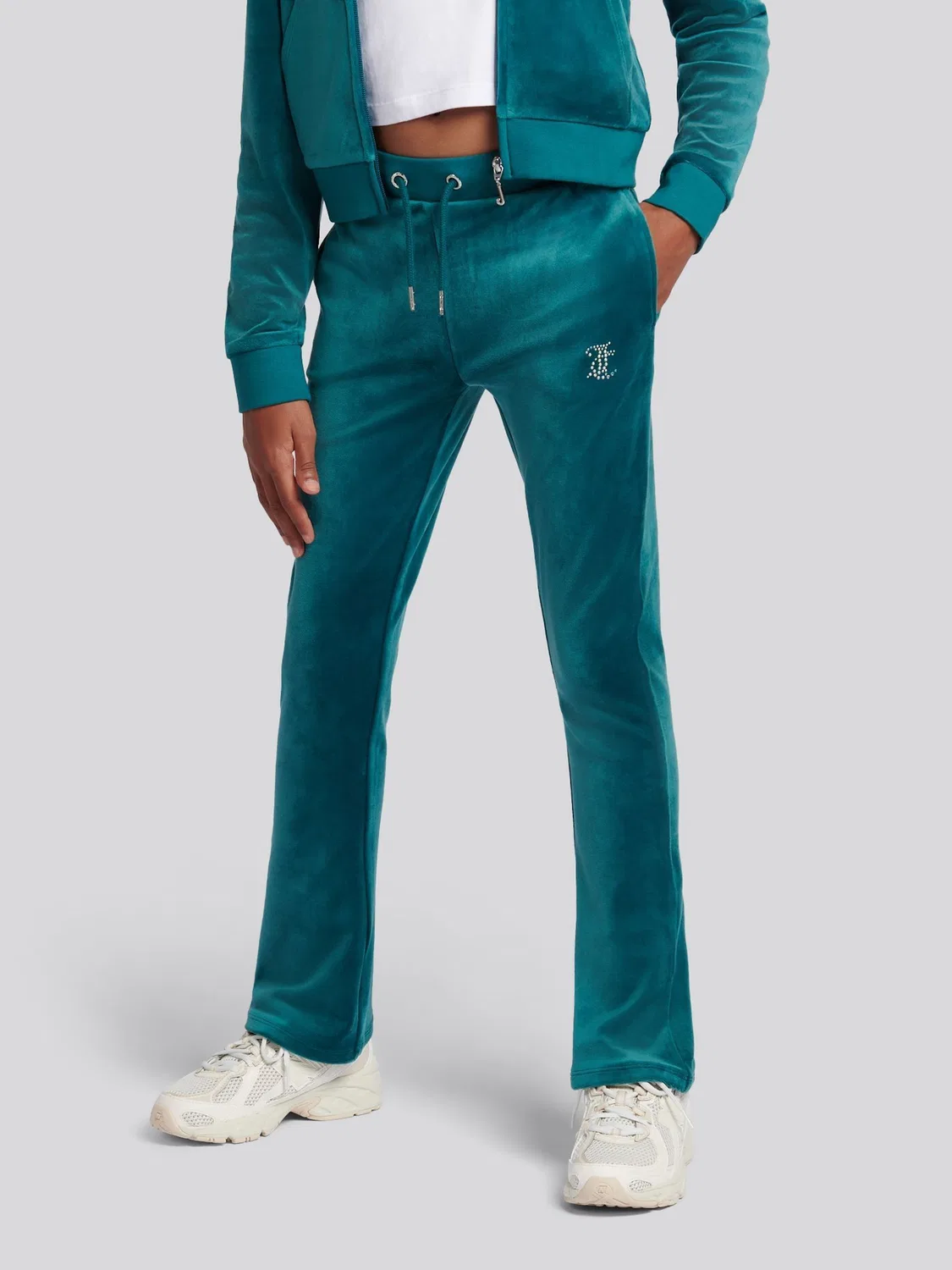 Джоггеры буткат с диамантами Juicy Couture, зеленые