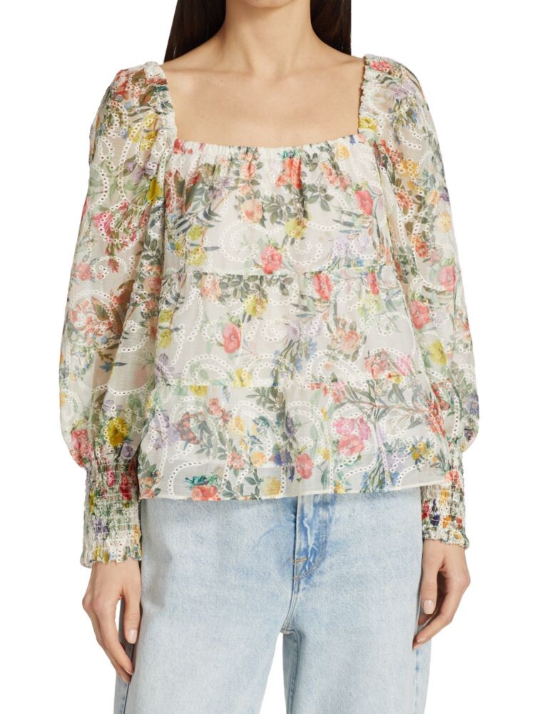 

Топ Rowa с цветочным принтом и люверсами Alice + Olivia, цвет White Multi