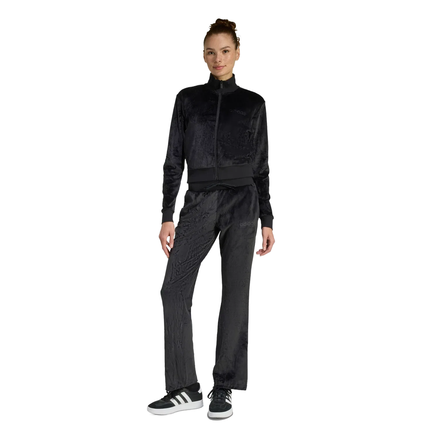 Женский тренировочный костюм велюровый Glam Adidas, черный — фото 2