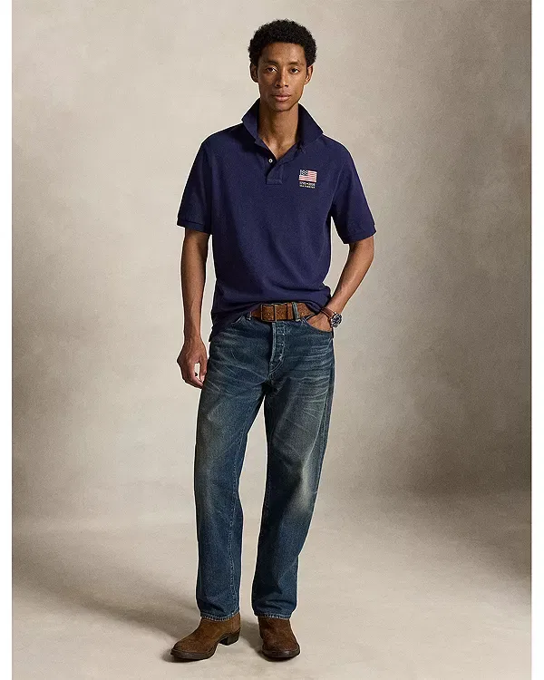 Мужское поло с принтом American Icons Stamp Polo Ralph Lauren, темно-синий — фото 2