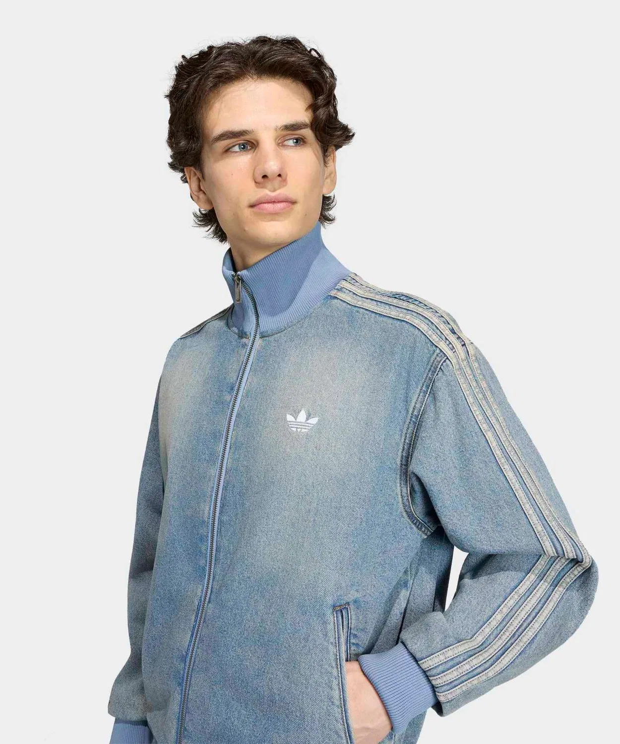 Мужское джинсовое худи с принтом Firebird Adicolor Adidas, Blue — фото 4