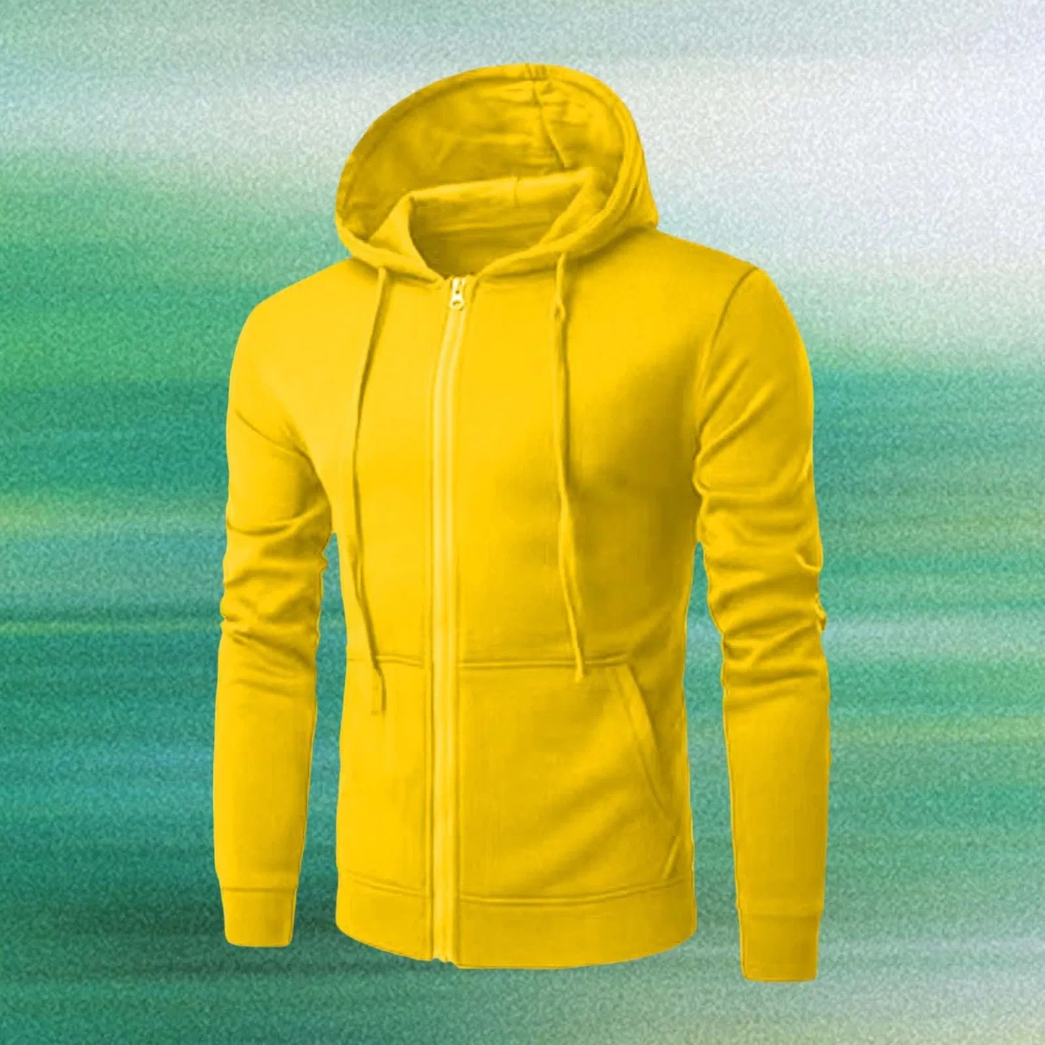 Мужской худи с капюшоном и молнией, однотонный, свободного кроя, Giallo — фото 2