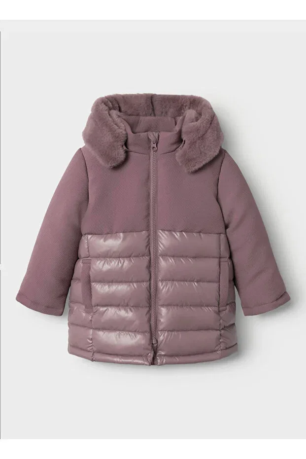 Детский зимнее пуховик для девочек с капюшоном Name It, Pink