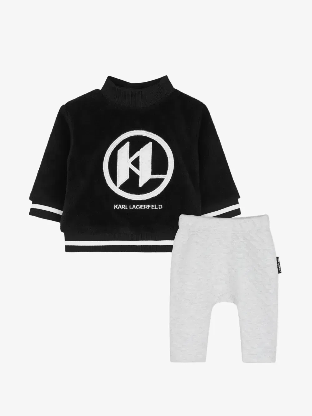Стеганые спортивные брюки с вышитым логотипом Karl Lagerfeld Kids, черный