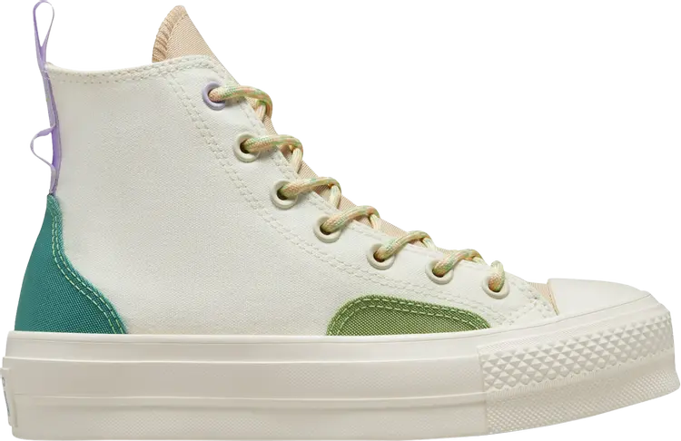 Кроссовки Converse Wmns Chuck Taylor All Star Lift Platform High Colorblock Overlay - Algae Coast, кремовый