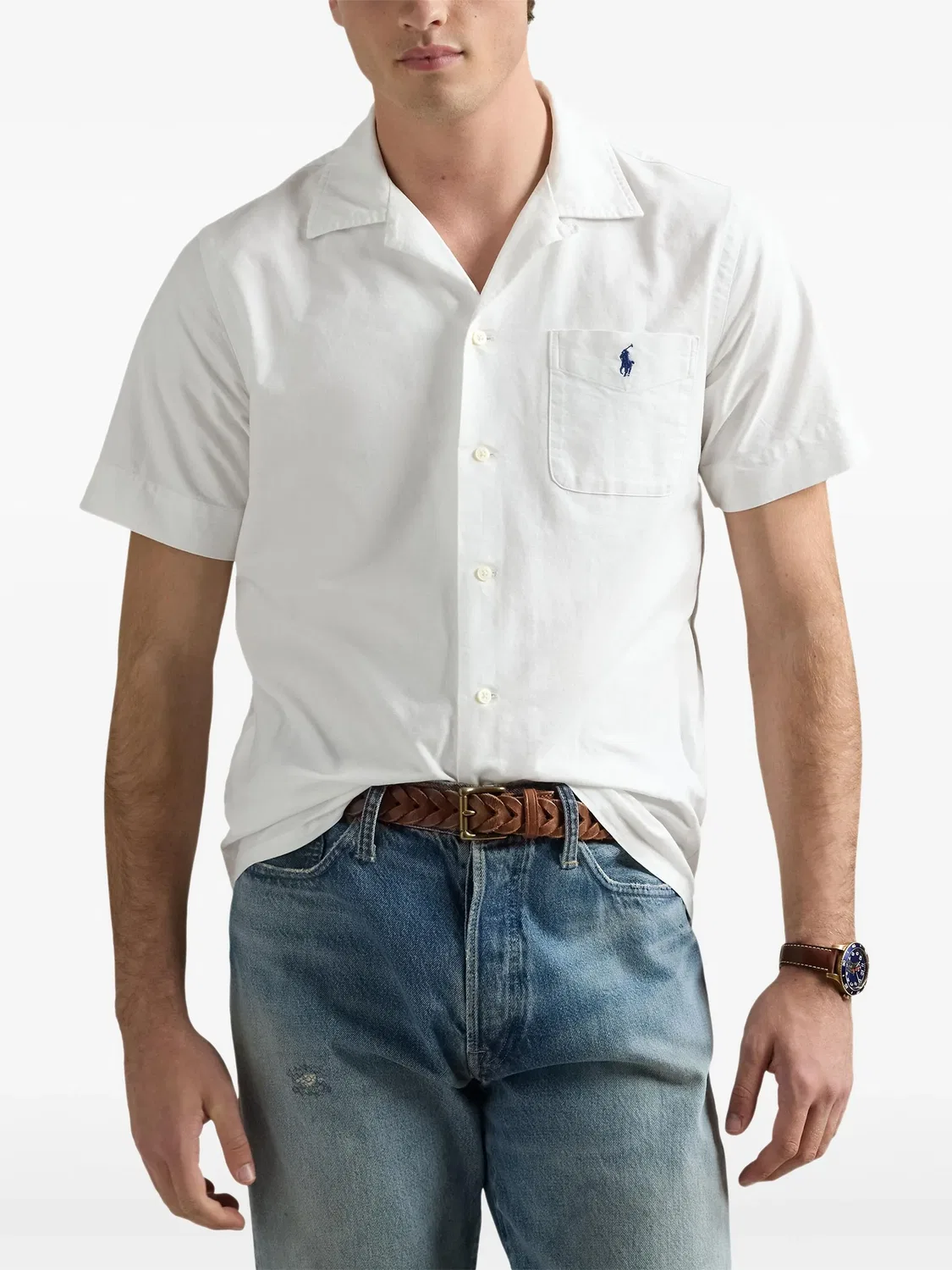 Хлопковая рубашка белая Polo Ralph Lauren, белый — фото 3