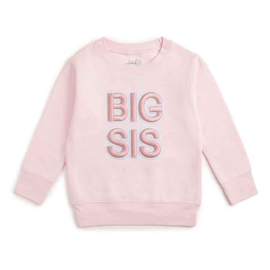 Детский свитшот с вышивкой Big Sis Sweet Wink, Ballet Pink
