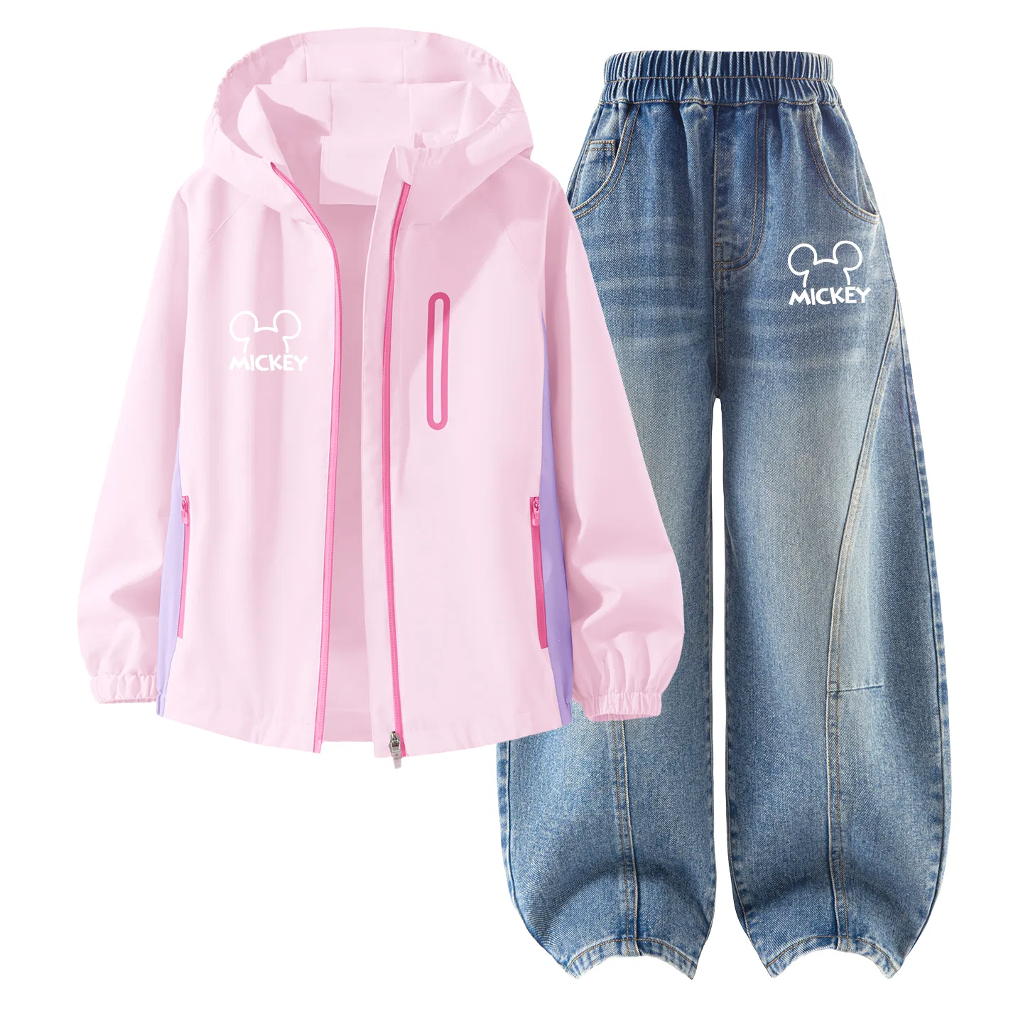 Детский спортивный комплект с капюшоном без рукавов Disney, Thick Board Di Line K_Left Light Baby Pink+Di Line K Denim Light Blue