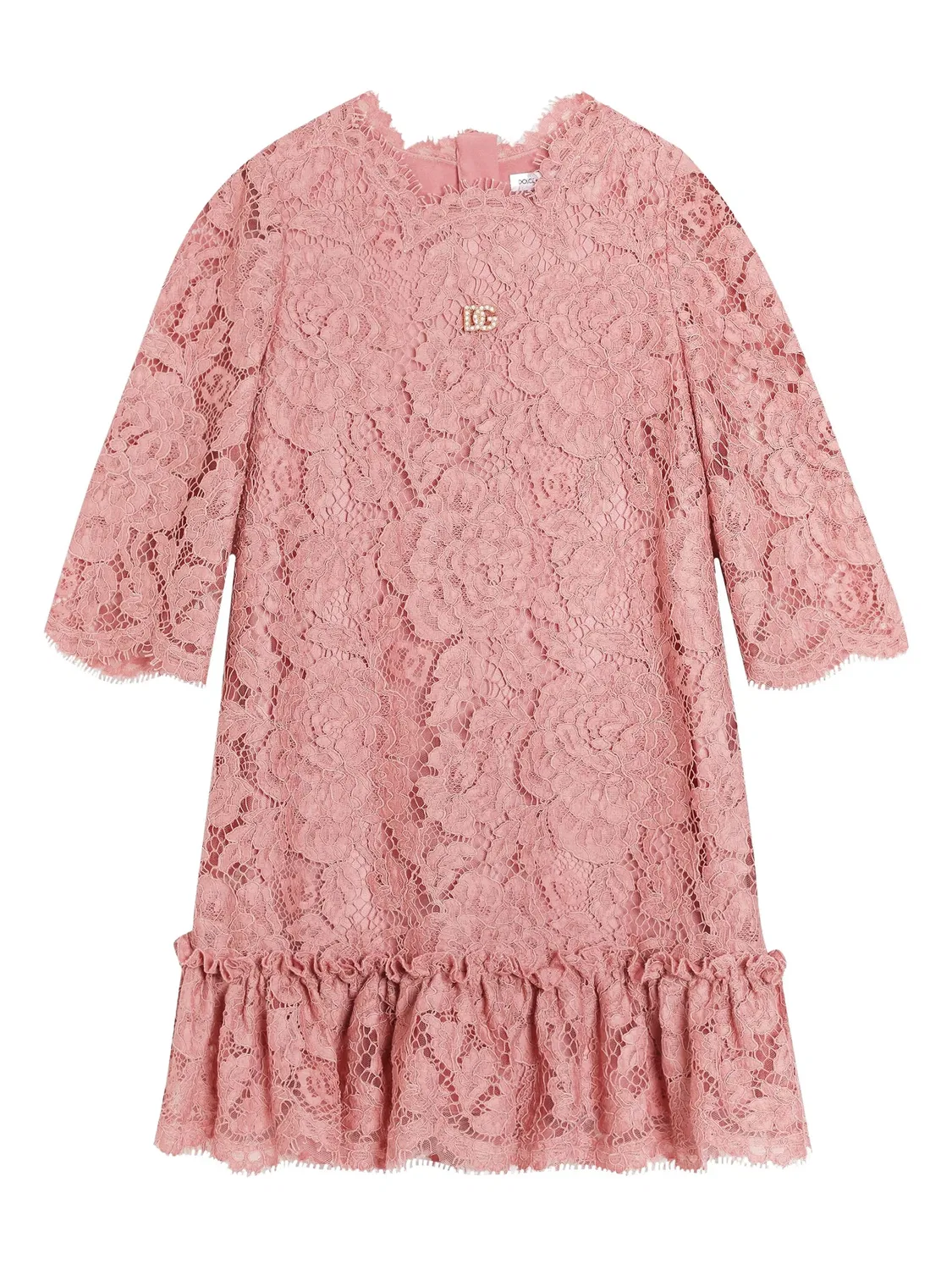 Платье из шнурованного кружева Dolce & Gabbana, розовый