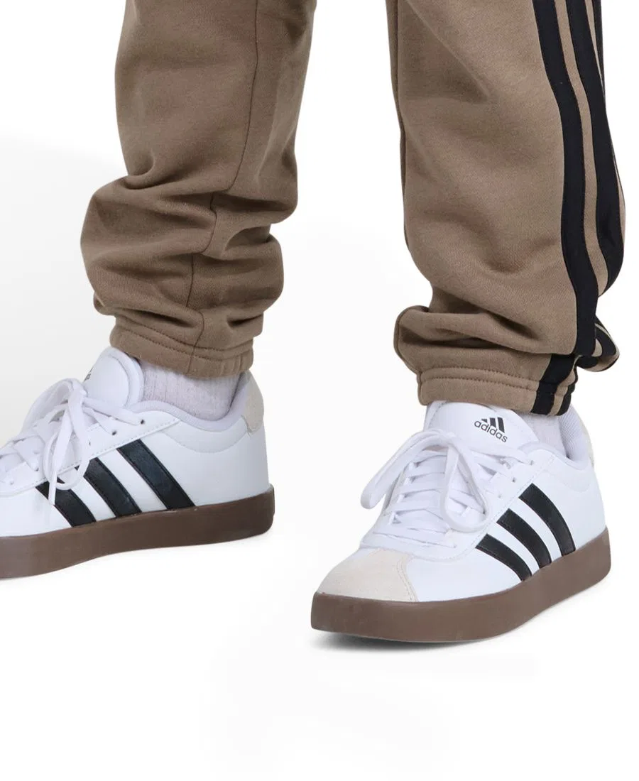 Детские спортивные брюки из футера с манжетами, модель 3-Stripes adidas, Khaki Six — фото 4