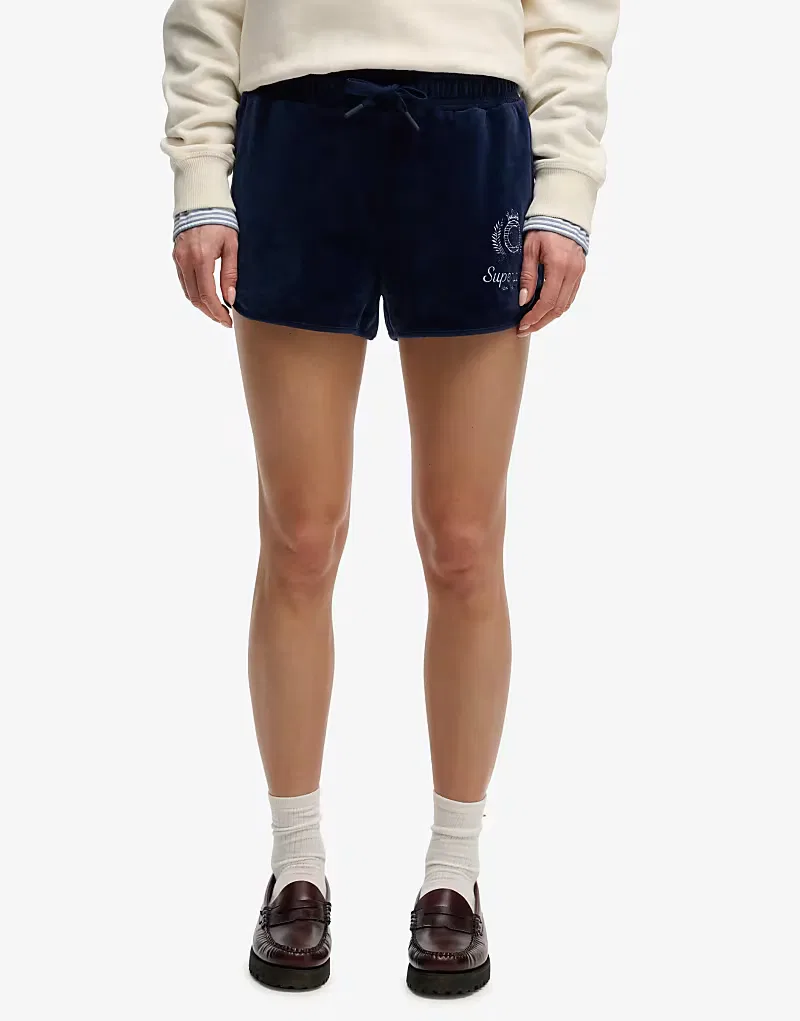 Шорты из велюра Country club Superdry, насыщенный темно-синий — фото 4