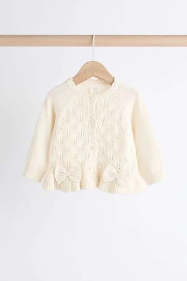 Детский комплект из трикотажного кардигана и колготок Next Baby, Cream — фото 3