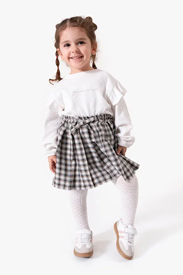 Детский комплект для девочек клетчатый Glam Jikko Baby, Khaki — фото 3