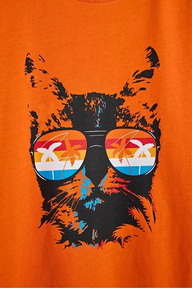 Детская футболка для мальчиков с принтом Manx Orange Printed Bad Bear, Orange — фото 2