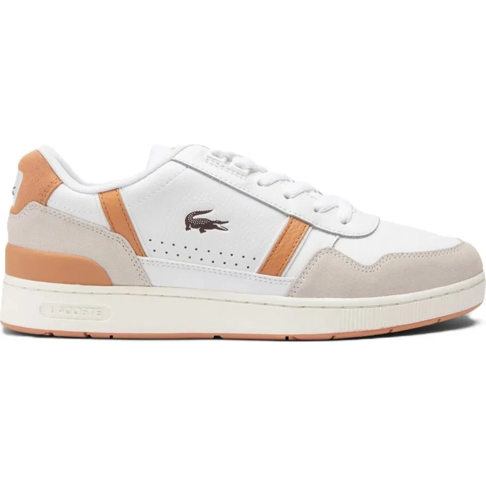 Детские кроссовки кожаные на шнуровке T-Clip Leather Lacoste, Белый