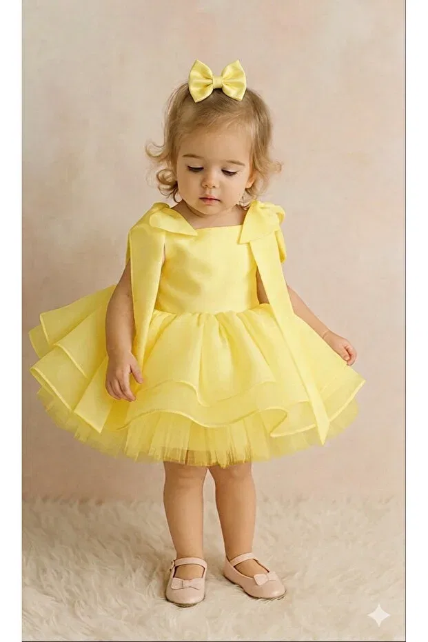 Детское платье для девочек из фатина Miraceta design baby girl bowknot tutu evening dress Mirace Styl, Yellow