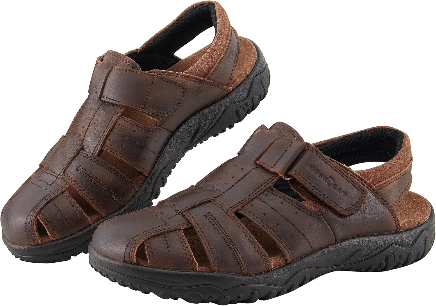 

Мужские сандалии MGGMOKAY для рыбалки, летние, из натуральной кожи, дышащие, для активного отдыха, с закрытым носком, Saddle