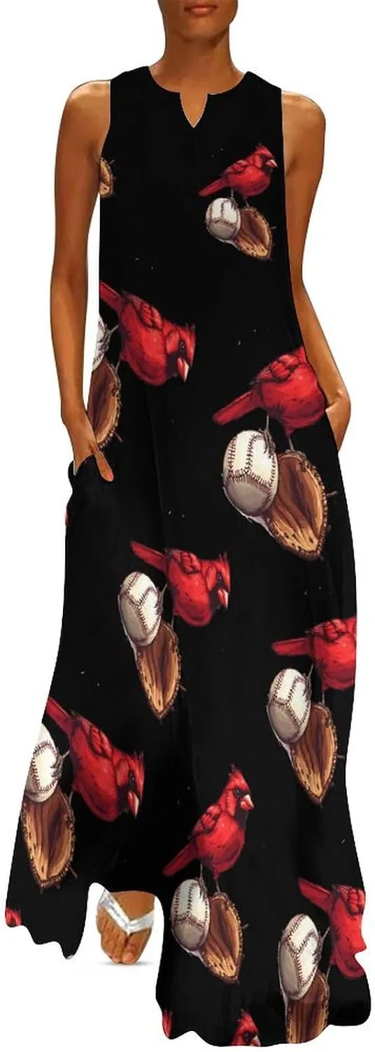 Женское длинное платье без рукавов с карманами Party Dress, Style