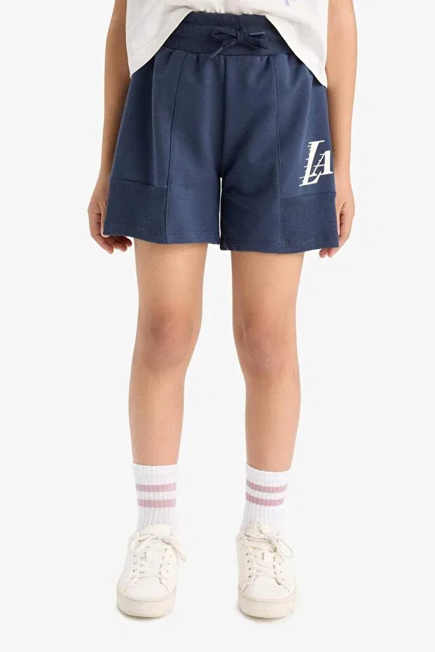 Детские шорты для девочек хлопковые NBA Los Angeles Lakers Defacto, Navy Blue Nv94 — фото 4