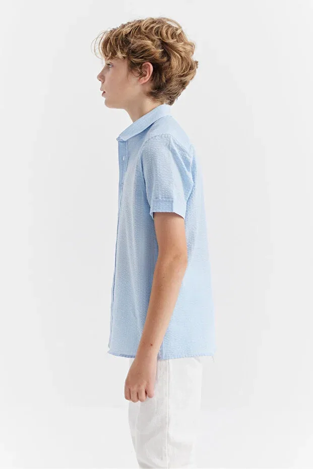 Детская рубашка для мальчиков текстурированная Paulmark, Light Blue — фото 2