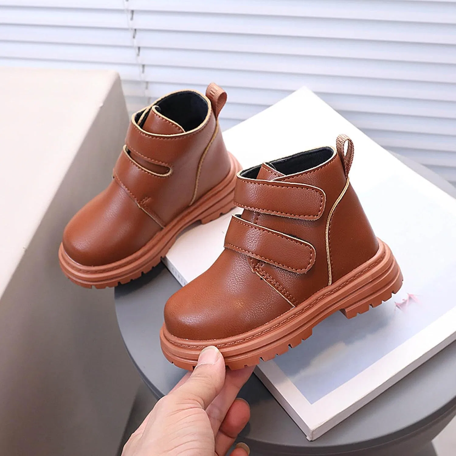 Детские ботинки для девочек с принтом SHOPESSA, Brown — фото 3