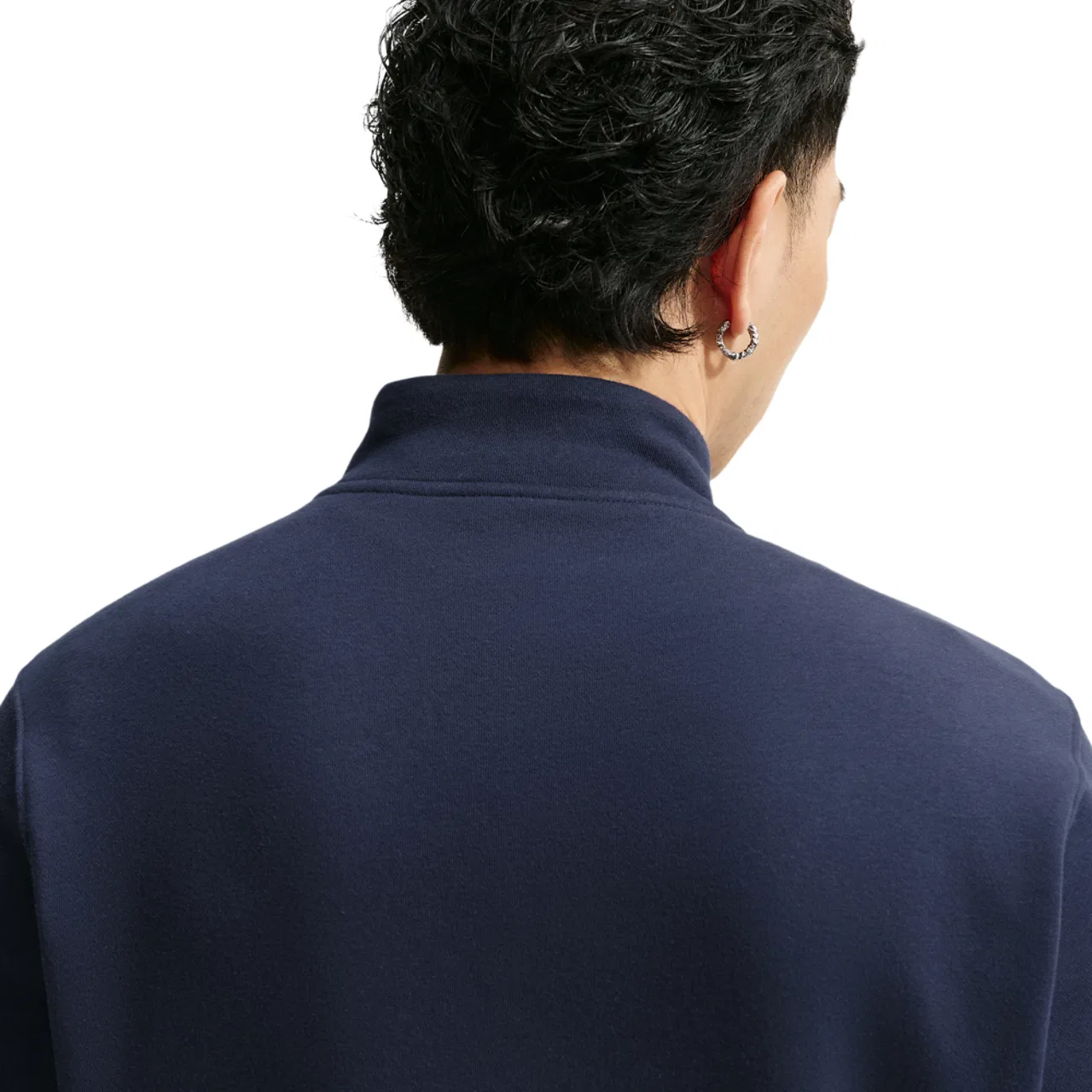 Худи мужское с полузастежкой Club Fleece Nike, цвет Obsidian/Obsidian/White — фото 2