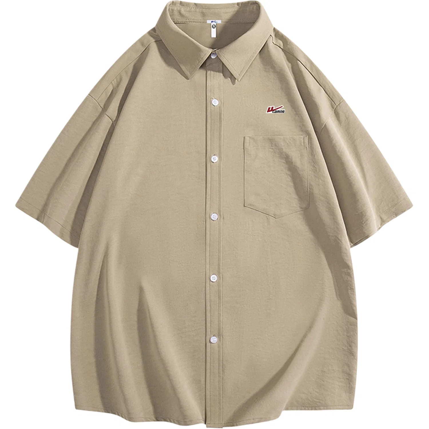 Детская рубашка с воротником, Shirts Unisex Lapel Moderate Shirt, WARRIOR, Light Coffee (DIY Badge)