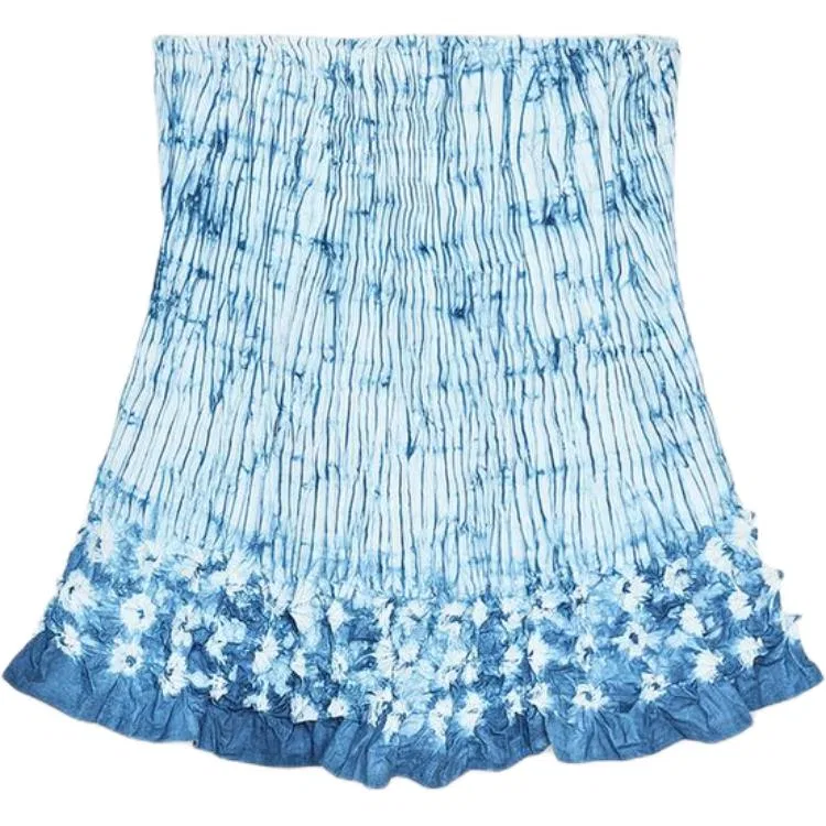 Женский топ без бретелей с принтом Fanglu Lin, ZARA, Blue/Indigo