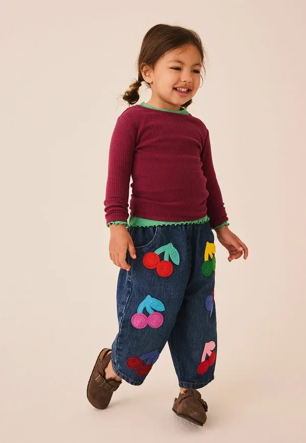 Брюки джинсовые с вышивкой, Regular Fit, Next, Rainbow Cherry Crochet