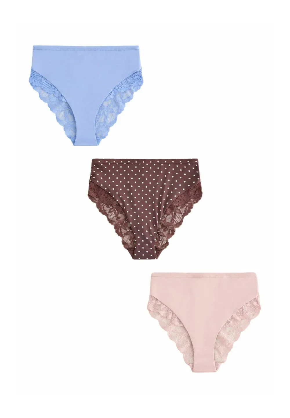 Комплект из 3 трусов Next, Chocolate Spot Blue Pink — фото 4