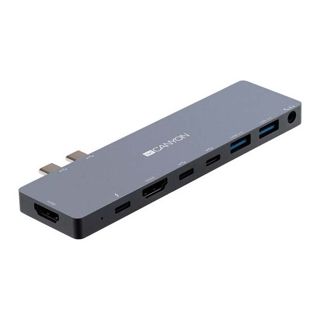 Док-станция Canyon DS-8 Power Delivery 8-в-1 для MacBook Pro/Air, серый - фото