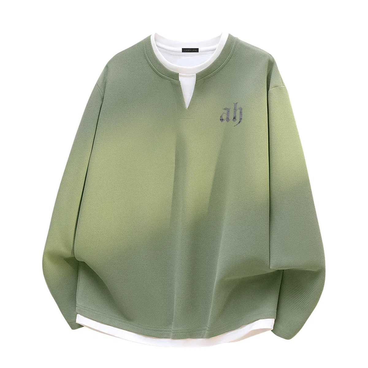 Детский футболка унисекс с вафельным узором Tonlion, Title: Heavyweight Waffle Palm Green (Tn Mottled Century Badge)