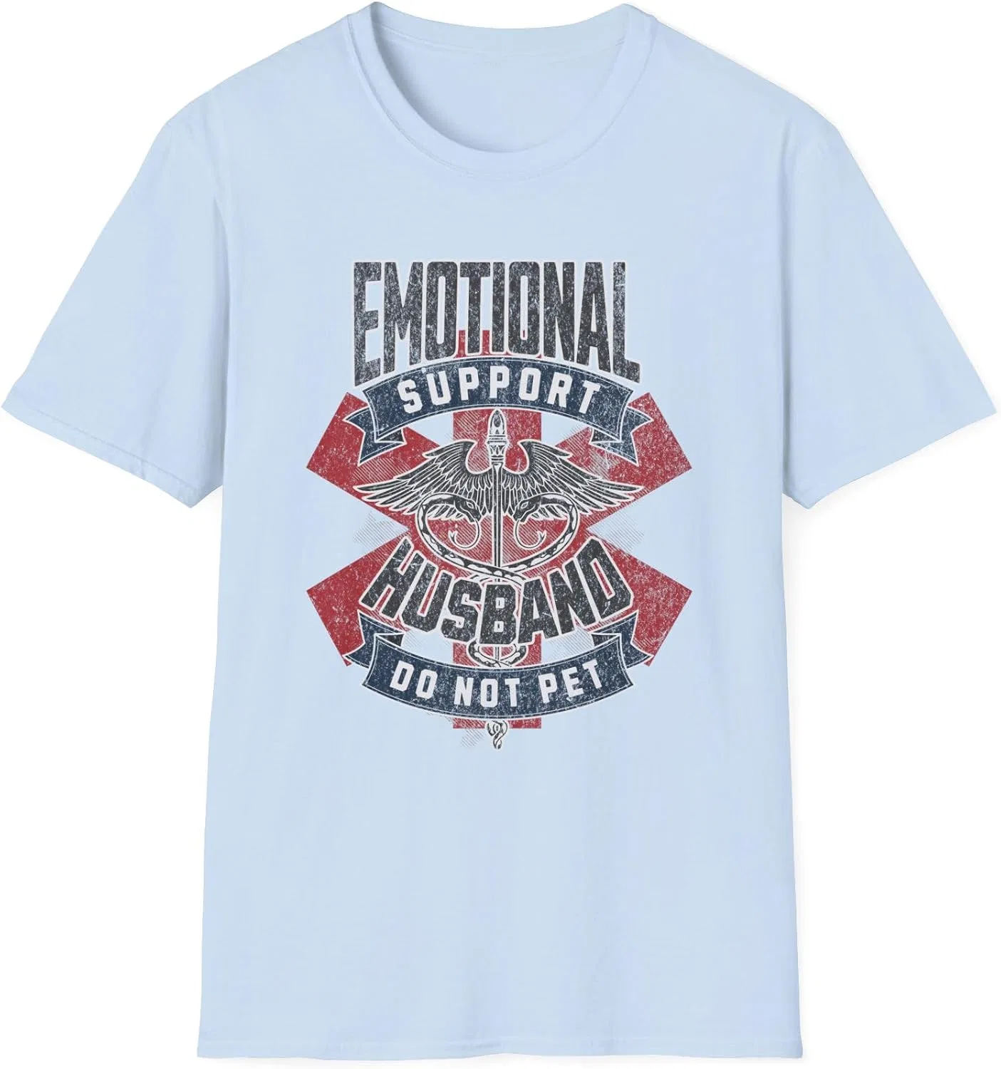 Женская футболка с принтом Emotional Support Husband Gildan 64000, Light Blue