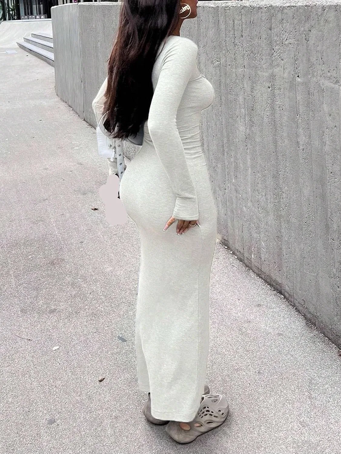 Женское элегантное макси-платье с открытой спиной Bodycon, Apricot — фото 2