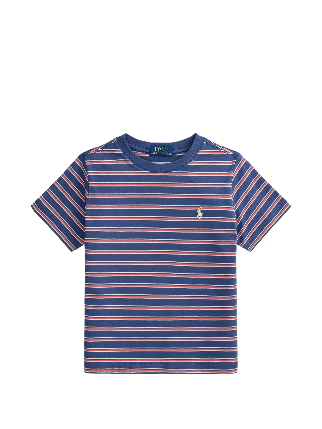 Полосатая футболка с вышитым логотипом Polo Ralph Lauren Kids, синий