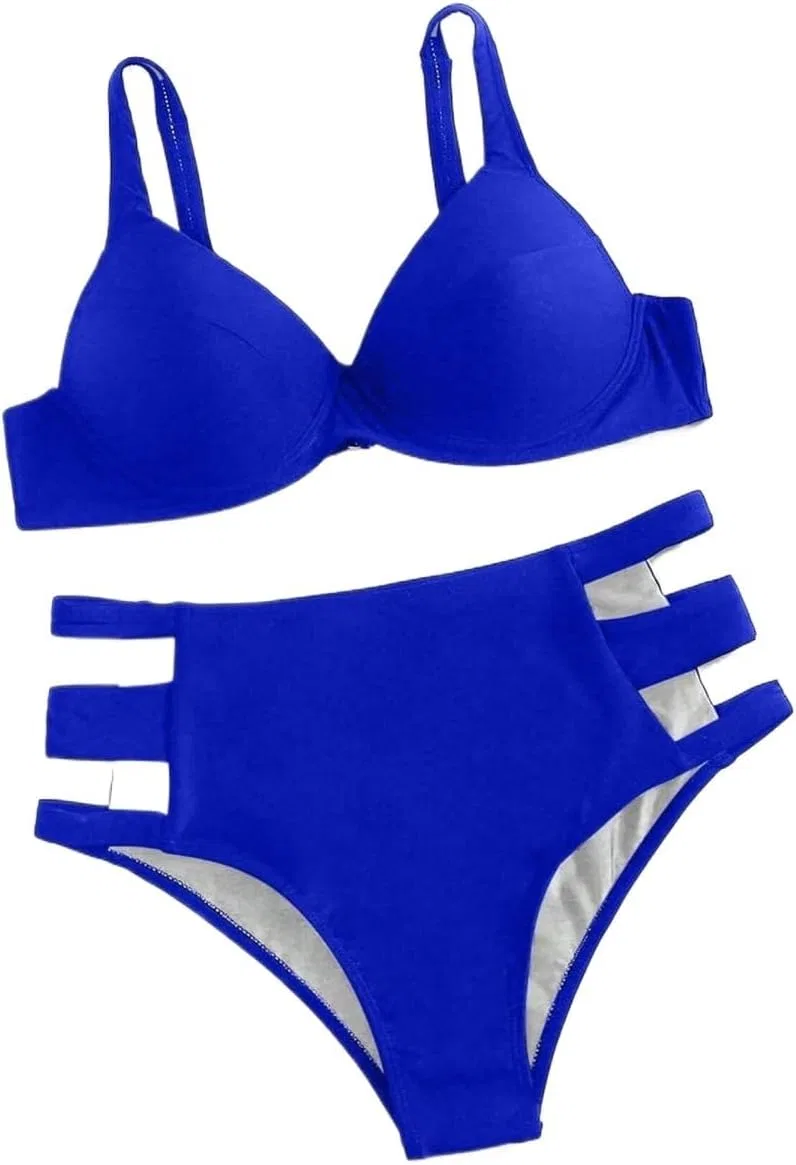 Женский бикини-сет с вырезами и бретельками, Royal Blue